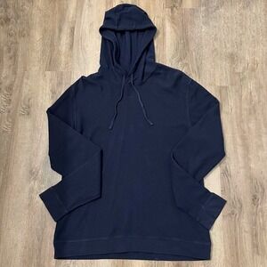 Vince Mens‎ Navy Blue Waffle Knit Pullover Hoodie Casual Comfy Layering Medium